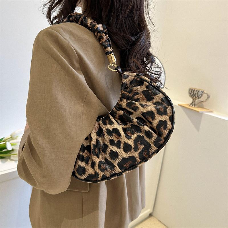 Fashionable Fall Moon Bag For Women Stylish Animal Print Shoulder Handbag