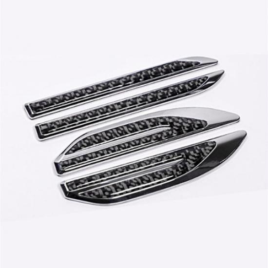 Car Door Side Wing Fender Trim Cover Carbon Fiber Color Dagger Emblem Decals