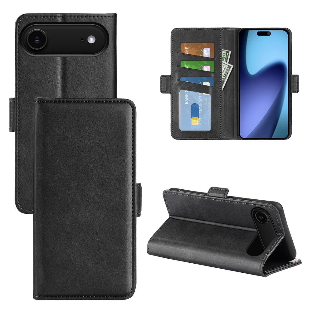 For iPhone 17 Air Case Calf Texture Leather Wallet Phone Cover