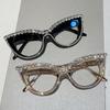 KAMMPT Retro Cat Eye Glasses With Rhinestones for Women New Stylish Trendy Luxury Brand Designer Oversized Spectacles