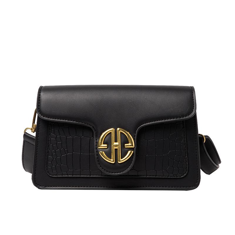 

Bag women 20242 spring new fashion versatile Korean version of crocodile pattern shoulder messenger bag foreign style small square bag tide чорний