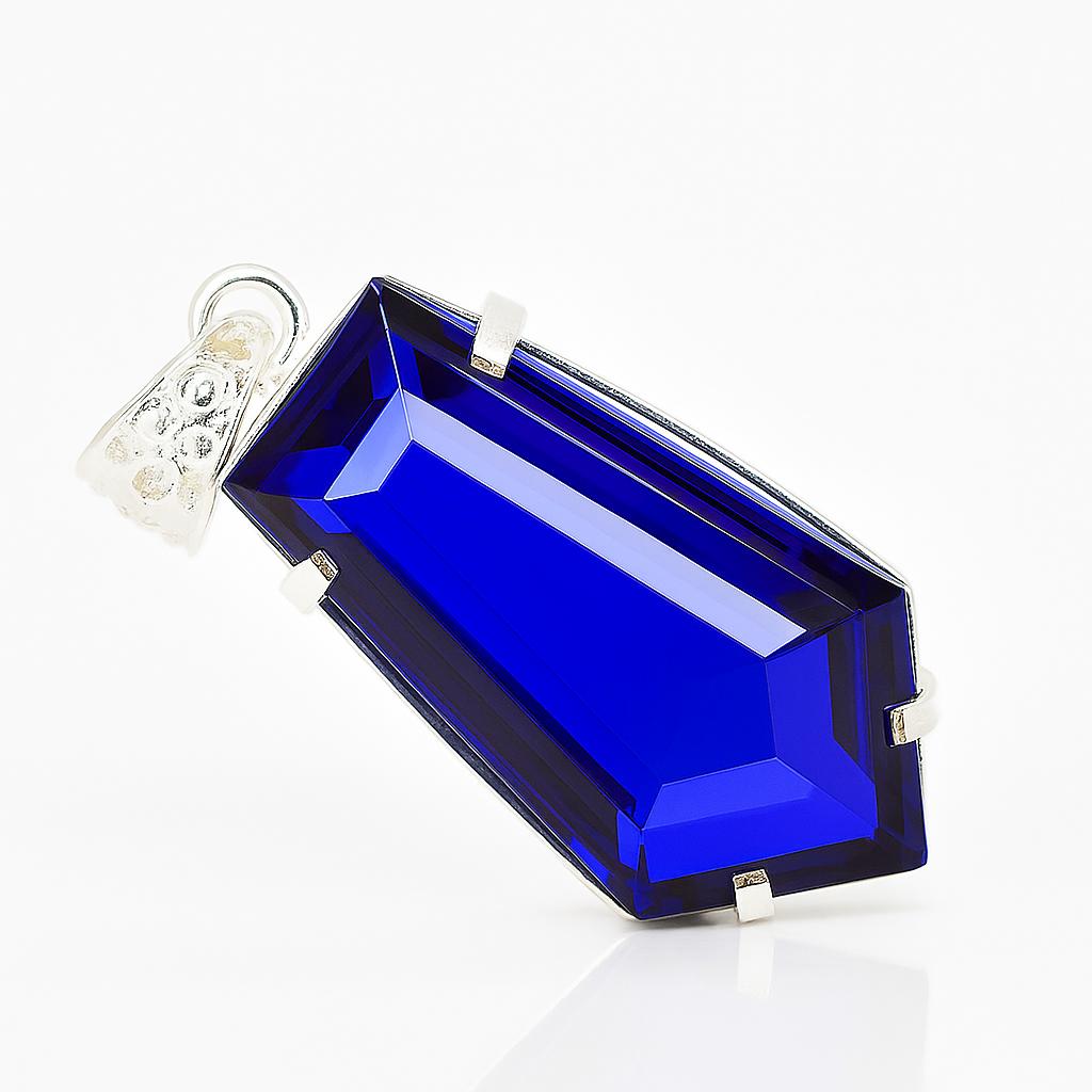 Blue Topaz 68.9 Ct Pendant 925 Sterling Silver CERTIFIED Fancy Gemstone Jewelry AI-90-NS