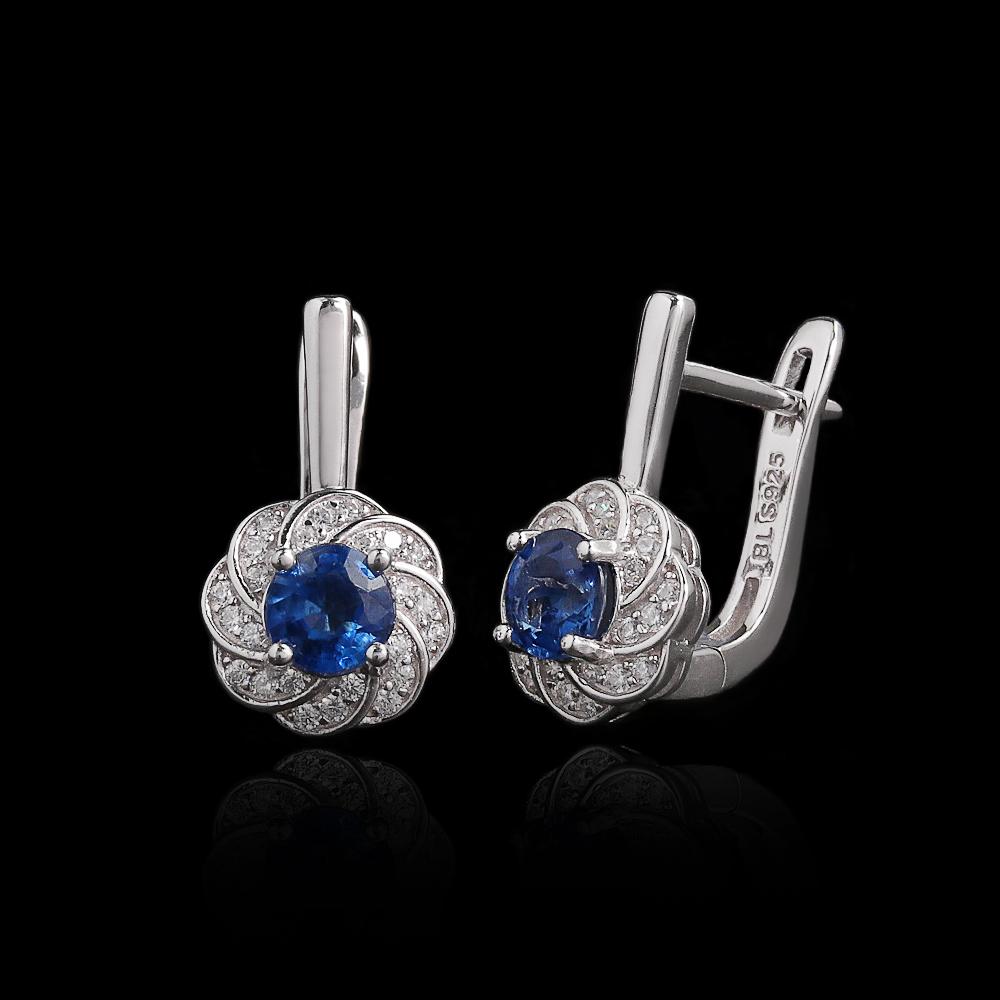 Návrh ve tvaru květu prsten náušnice přívěsek náhrdelník přírodní kyanit 925 Sterlingové stříbro jemná šperková sada pro ženy Dárky k narozeninám