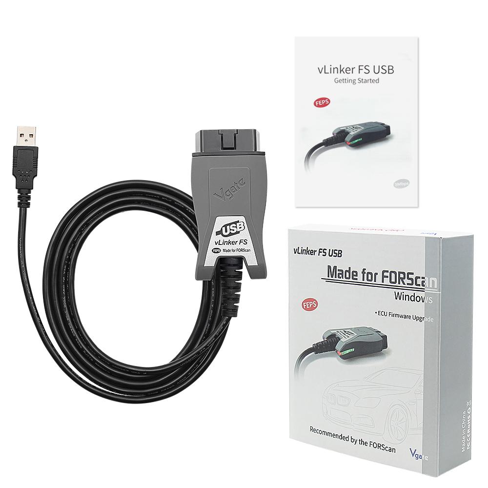Vgate Vlinker FS ELM327 USB OBD2 Car Diagnostic Tools FORScan OBD2 Automotive Scanner MS/HS CAN PK OBDLink EX For Mazda For Ford