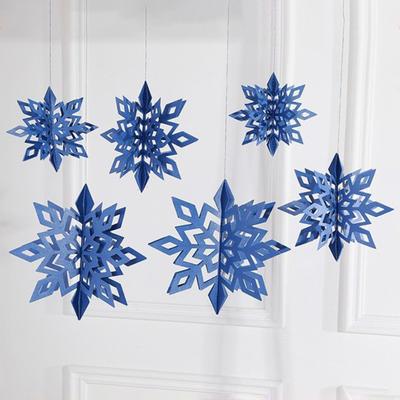 6 Pcs Christmas Snowflake Ornaments 3D Large Iridescent Paper Snowflakes Hanging Decoration for Winter Wonderland Christmas Party Holiday New Year