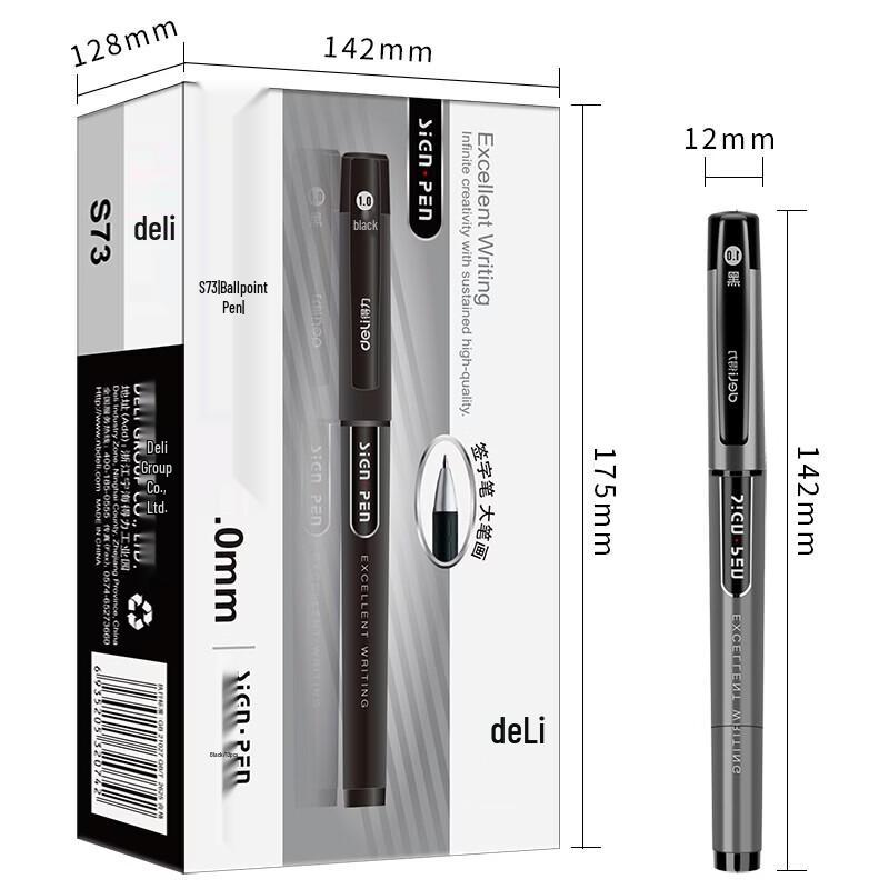 Deli 1.0mm Capped Carbon Ink Gel Pen (12-Pack)