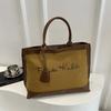 Casual retro high-end portable large-capacity bag women's  new trendy fashion contrasting colors commuter hand carry tote bag