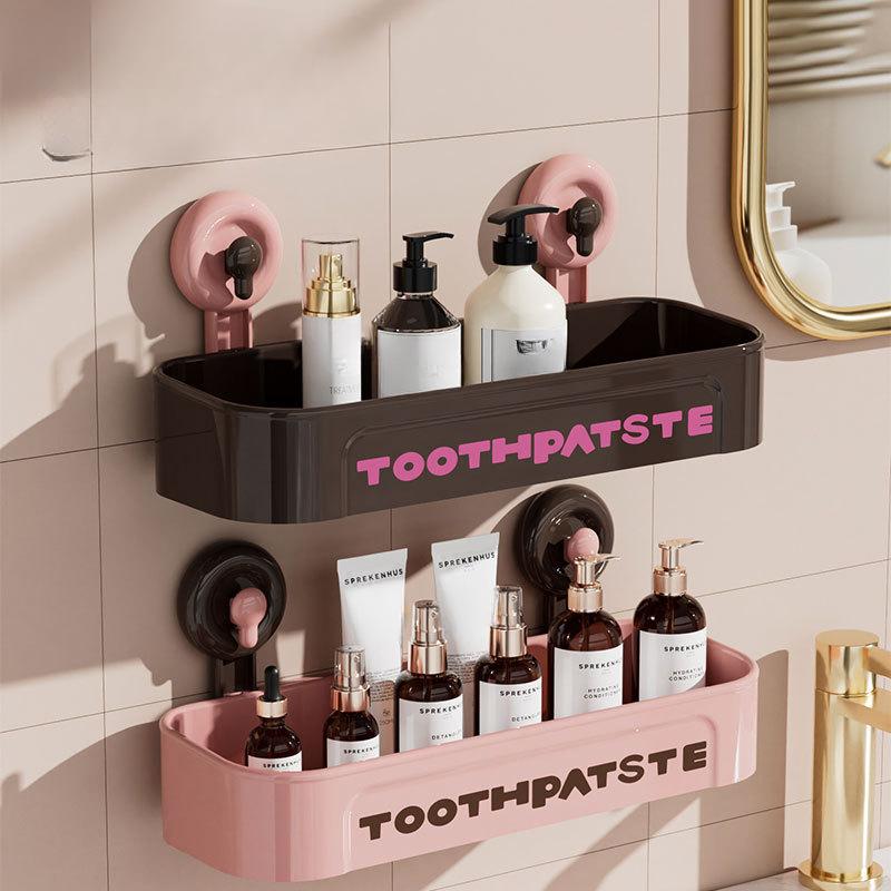 Suction Cup Home Bathroom Wall-mounted Storage Rack Without Drilling Bathroom Storage Rack Bathroom Storage Rack
