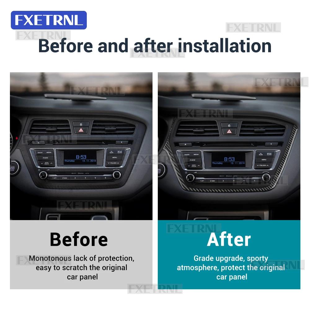 For Hyundai I20 2015 2016 2017 2018 2019 2020 LHD RHD Real Soft Carbon Fiber Center Console CD Panel Frame Car Accessories