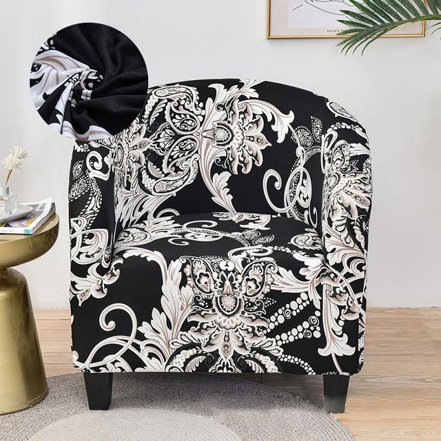 Levivel Club Chair Slipcover Stretch Armchair Printed Tub Chair Cover Living Sofa Cover Spandex Couch Cover Designed For Bar Counter Family Room