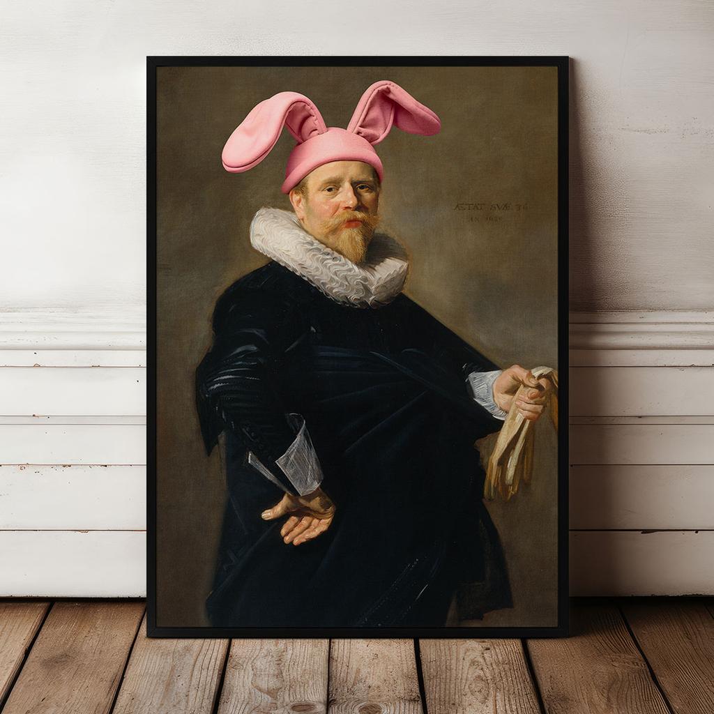 Plakat w ramce portret królik uszy