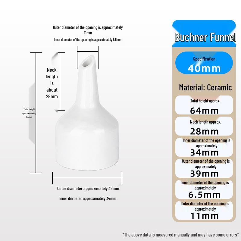 Multi-Size Ceramic Buchner Funnel: 60mm to 200mm Suction Filtration Funnel with Leak-Proof Filter