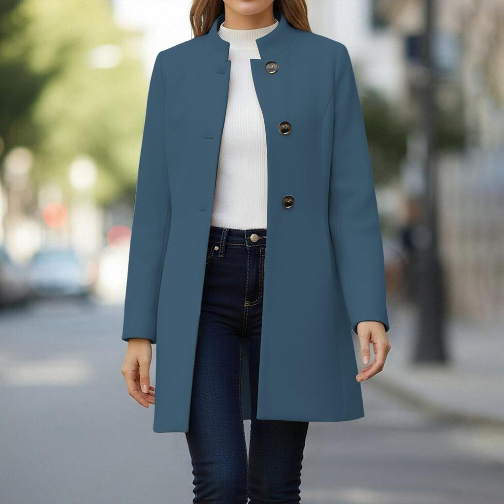 Women's Fashionable Oversized Solid-Colour Fleece-Lined Long-Sleeved Coat