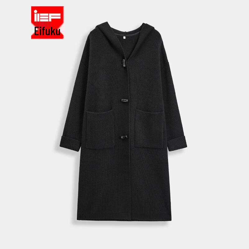 

IEF Вязаный длинный кардиган с капюшоном One Size