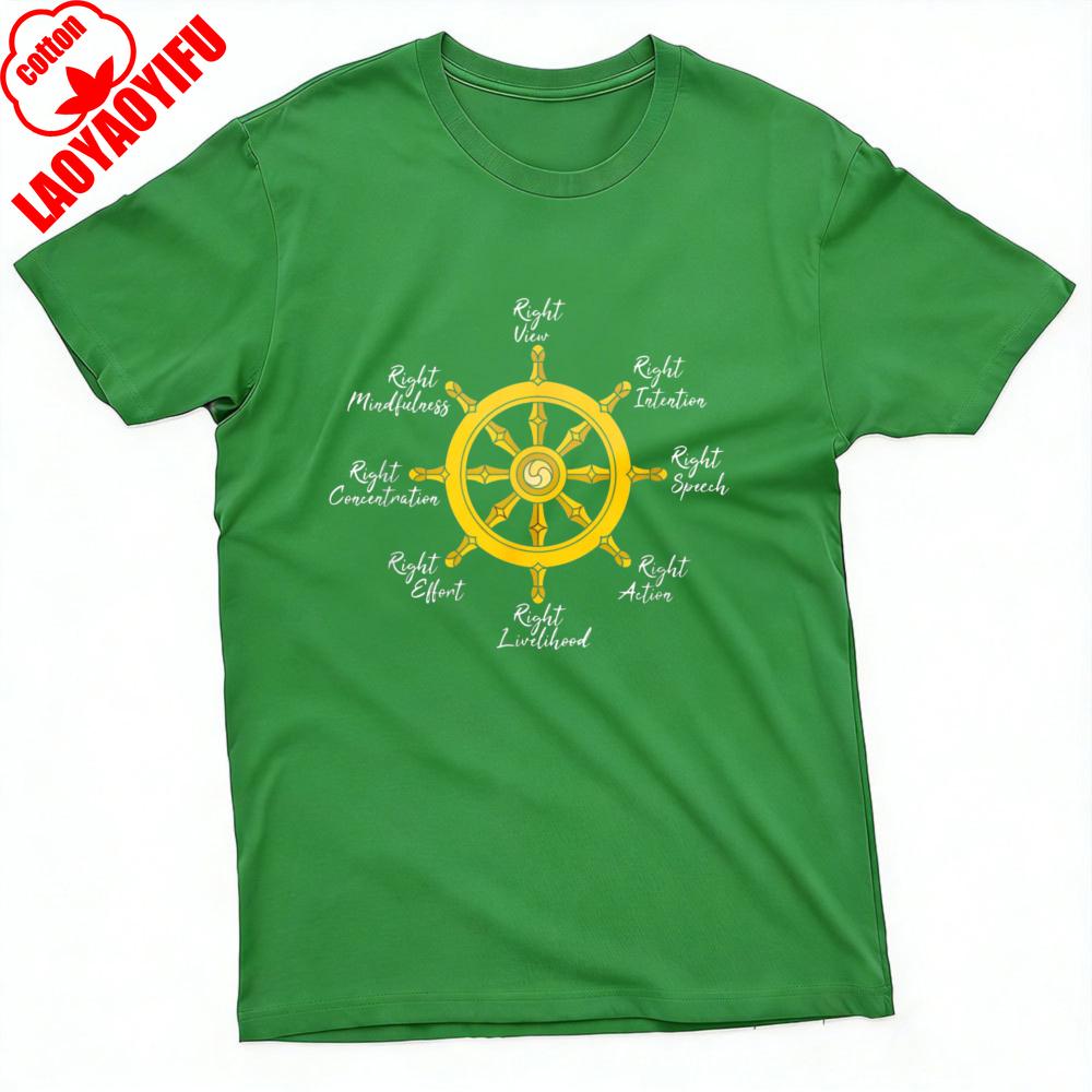 

Eightfold Path Buddhist Wheel Summer Unisex TShirt Spiritual Design Casual Wear for Yoga Meditation and Mindfulness Tops 4XL