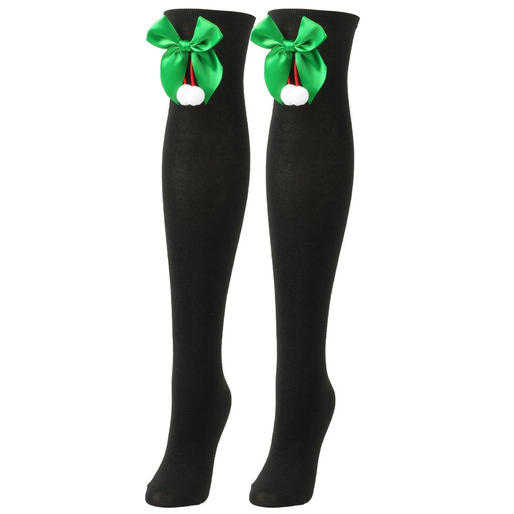 Women's Bowknot Christmas Stocking Pom-pom Socks Over-the-knee Socks