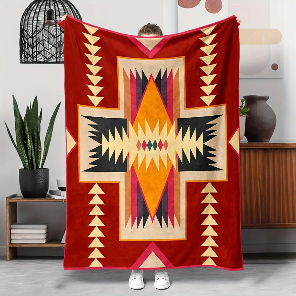 Bohemian Southwestern Flannel printed blanket suitable for all seasons suitable for living room office sofa and travel