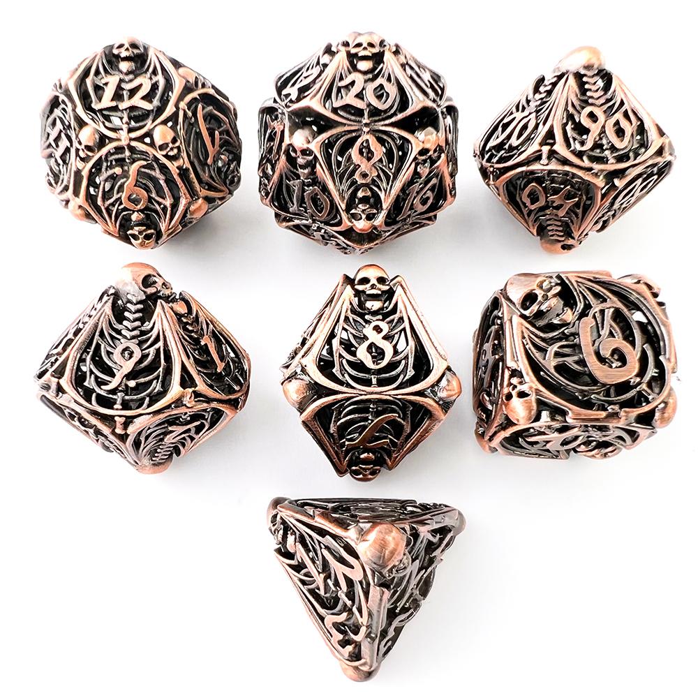Hollow Metal DND Polyhedral Game Dice Set 7pcs for Table Board Role Playing Game Dice