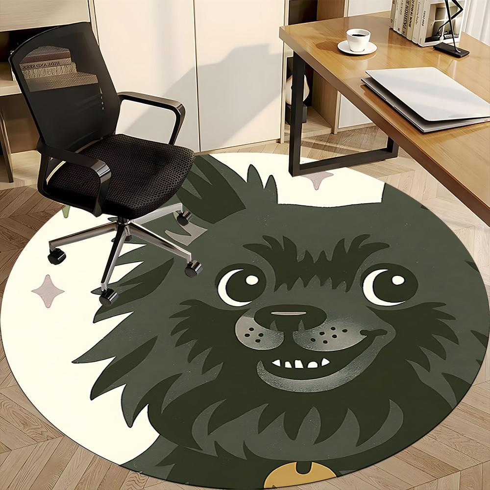 1PC Puppy Moon Office Round Area Rug,  Mat Suitable ForOffice, Under Office Chairs Bedroom Living Room Home Decor, Room Deco
