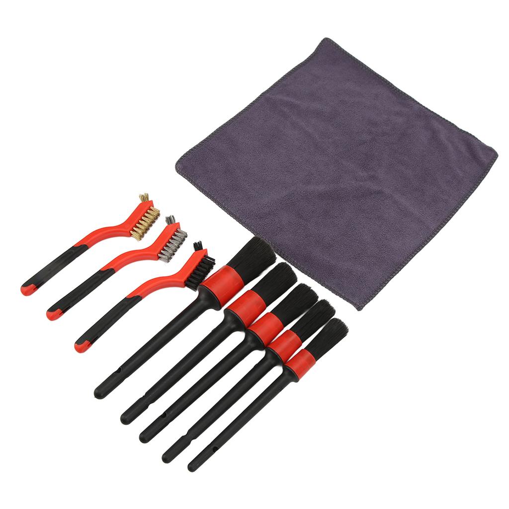 Bil Interiör Detaljborstsats Ståltråds Tvättborstar Olika Storlekar Fiber Rengöringsverktyg