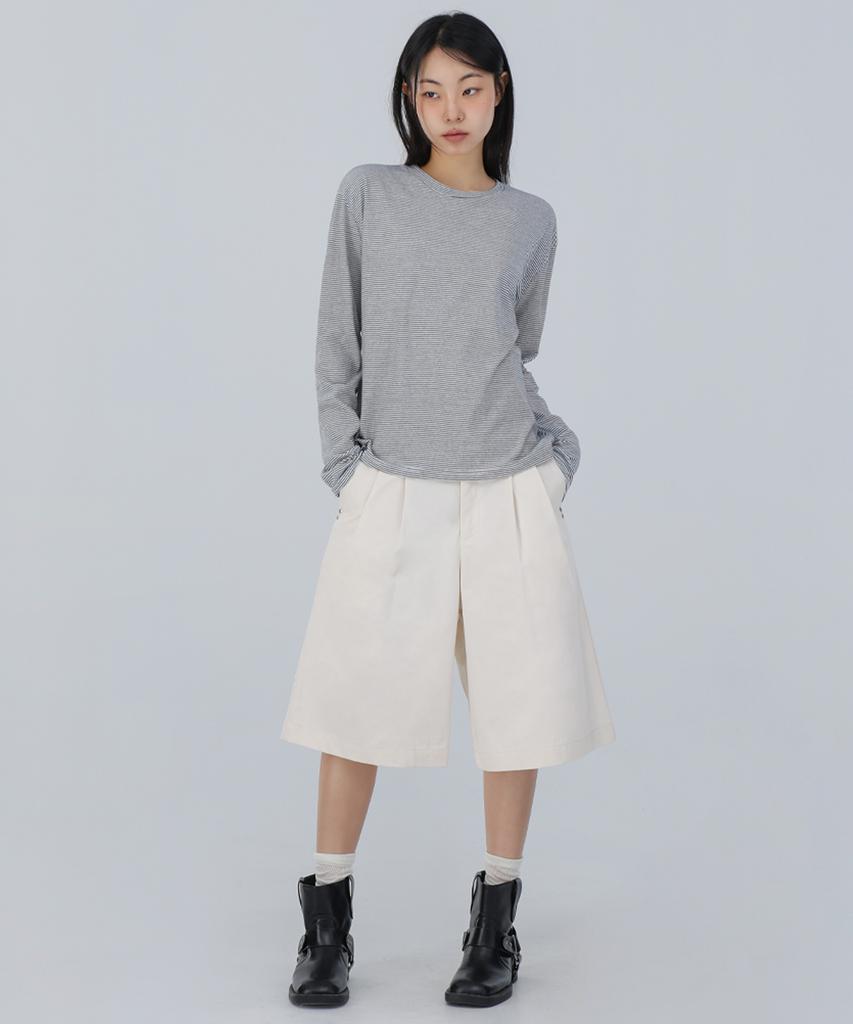 CHICKS Bermuda Wide Cotton Pants Ivory