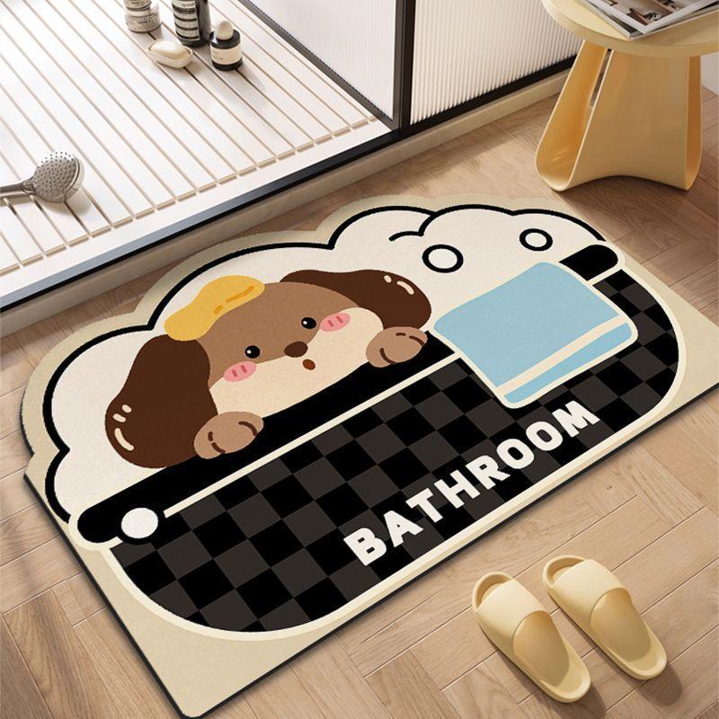Cute Cartoon Animal Diatom Mud Floor Mat, Shower Room, Dirt-Resistant And Wear-Resistant Floor Mat, Bathroom Non-Slip And Easy To Take Care Of Floor