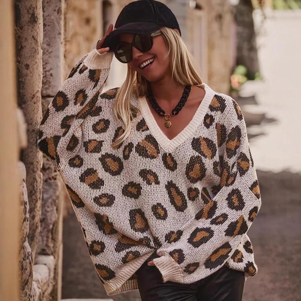 2024 Loose Knit Pullover Sweater with Irregular Coffee Pattern