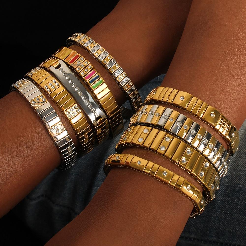 Modisches Edelstahlarmband für Männer und Frauen Abnehmbare elastische Kette Italienisches Charm-Armband
