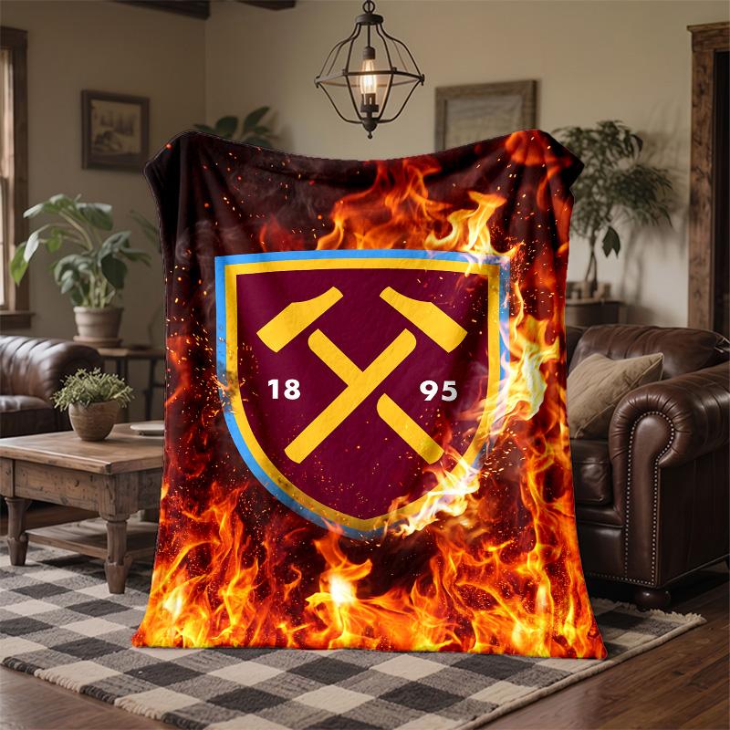 Coperta in Flanella con Stampa West Ham United Calcio Morbida Calda Coperta da Divano Letto per Casa Ufficio Camera da Letto