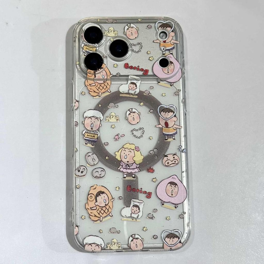 Shin-chan Cartoon iPhone 16/17 Pro Max Magnetic Clear Case