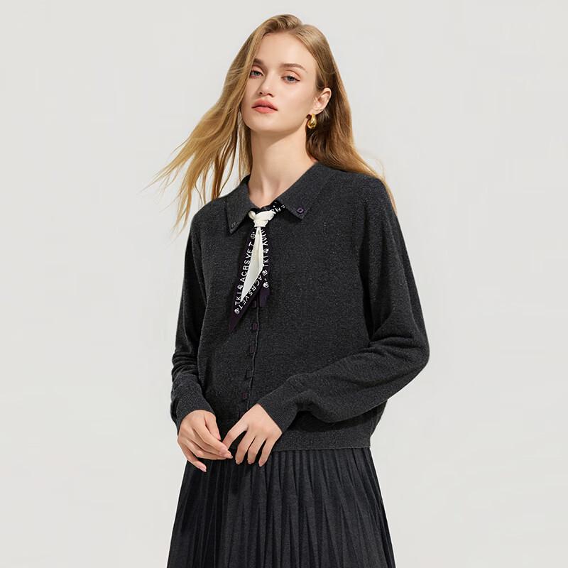 Women s Scarf-Tie Lapel Long Sleeve Knit Cardigan One Size