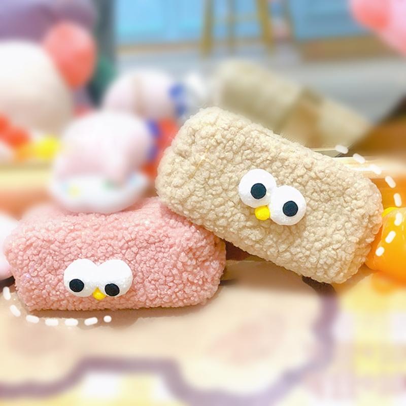 Portable Zipper Pencil for Case Multifunctional Cute Pen Pouch Fuzzy Plush Storage Bag for Travel Stationerys Small Craf