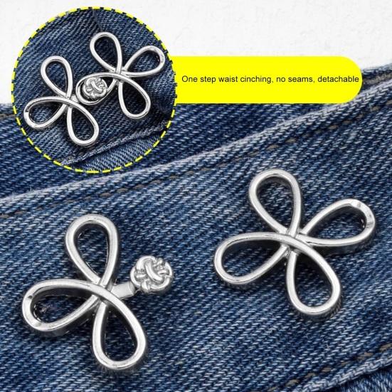 4 Stück Taillenstraffer-Nadeln Blume Hosenbund-Versteller Legierung Abnehmbar Kein Nähen Erforderlich Taillen-Nadeln für Jeans Röcke Hosen