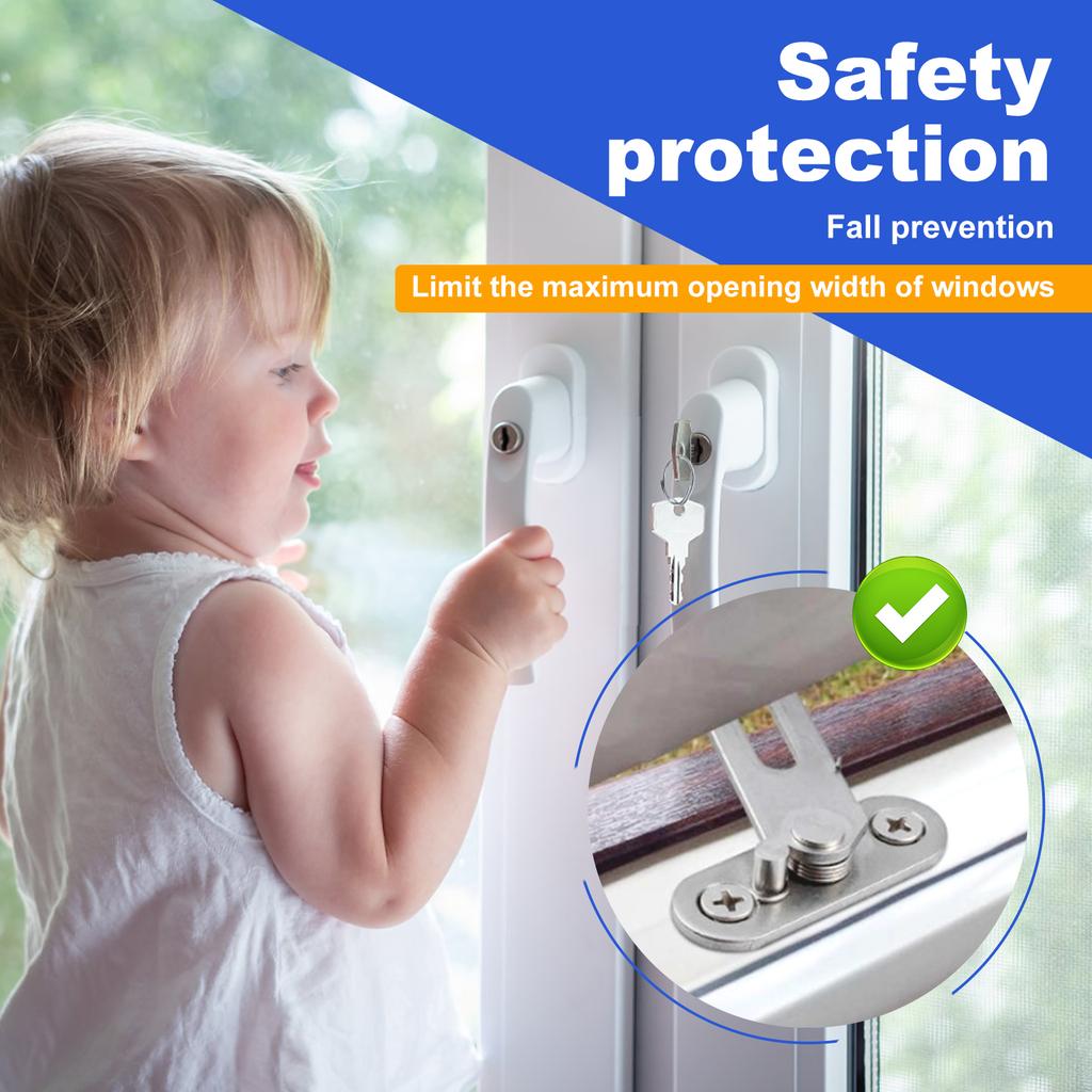 10Pcs Stainless Steel 304 Window Restrictors Locks Child Safety Window Opening Restrictors Security Locks Security Locks