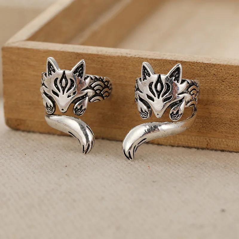 New Trendy Fox Shape Clip Earrings for Women Antique Silver Color 2023 Ear Cuff Earrings Girl Statement Jewelry Drop Ship