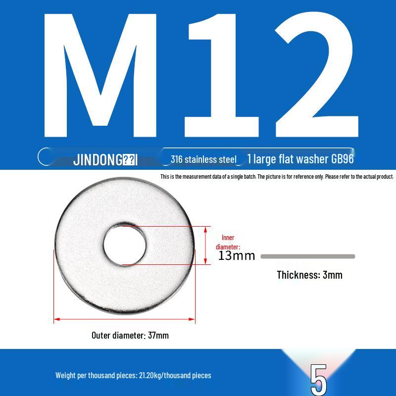 Stainless Steel 304/201/316 Oversized Thick Flat Washer Gasket Screw Washer GB97/GB96