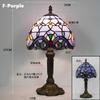 Retro Stained Glass Table Lamp E27 Colorful Art Lampshade Mediterranean Style Baroque Table Light Bedroom Bedside Decor Lighting