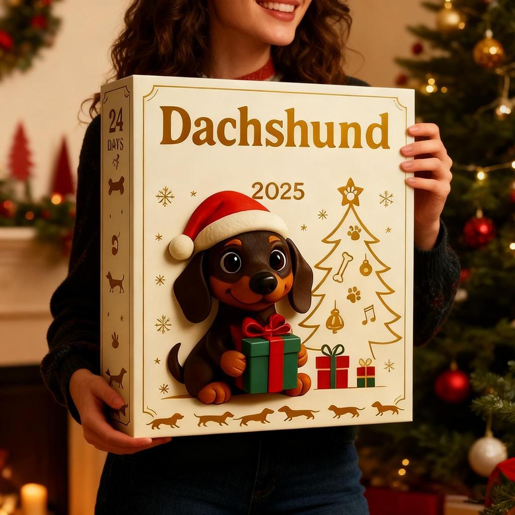 Dachshund Christmas Advent 2D Flat Acrylic Collectible Cute Christmas Dog Pendant Countdown Calendar Dachshund Figurines