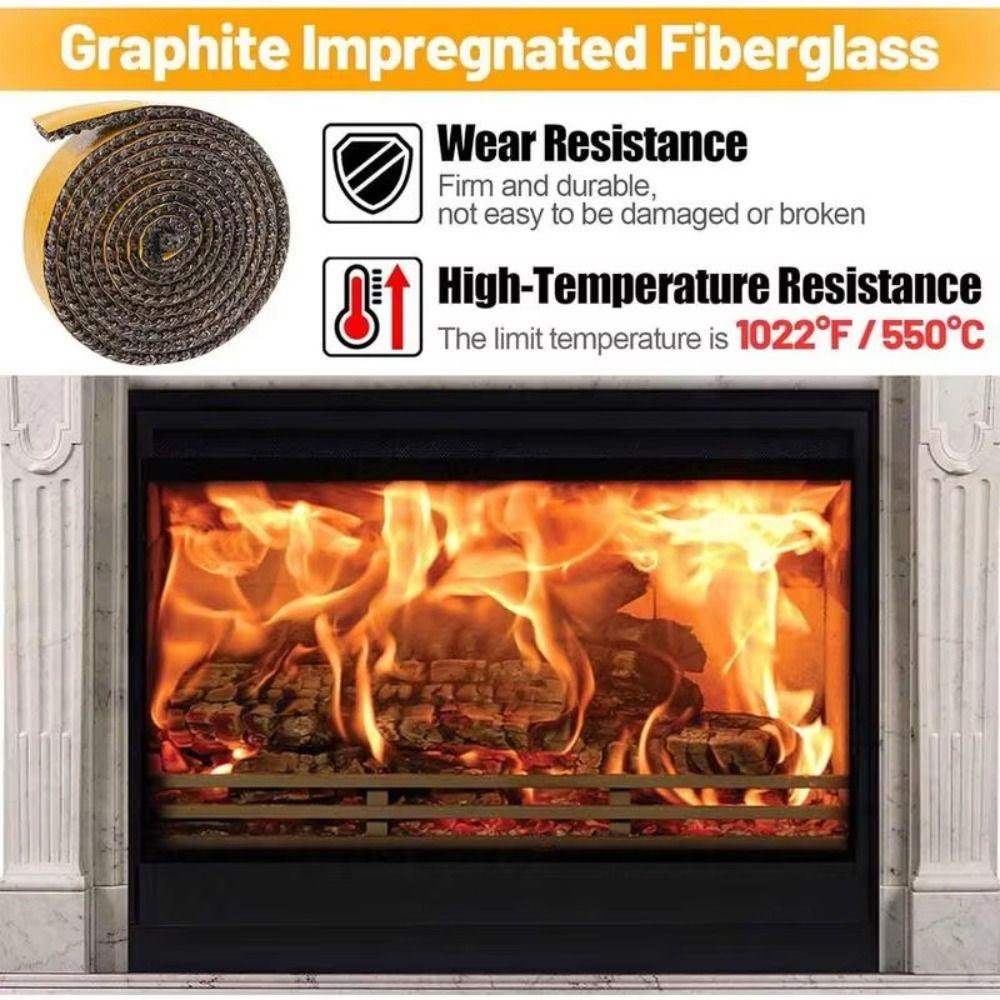 Self Adhesive Fireplace Seal Rope Fiberglass Flat Wood Stove Gasket Tape Heat Resistant Stove Sealing Rope Pellet Stove