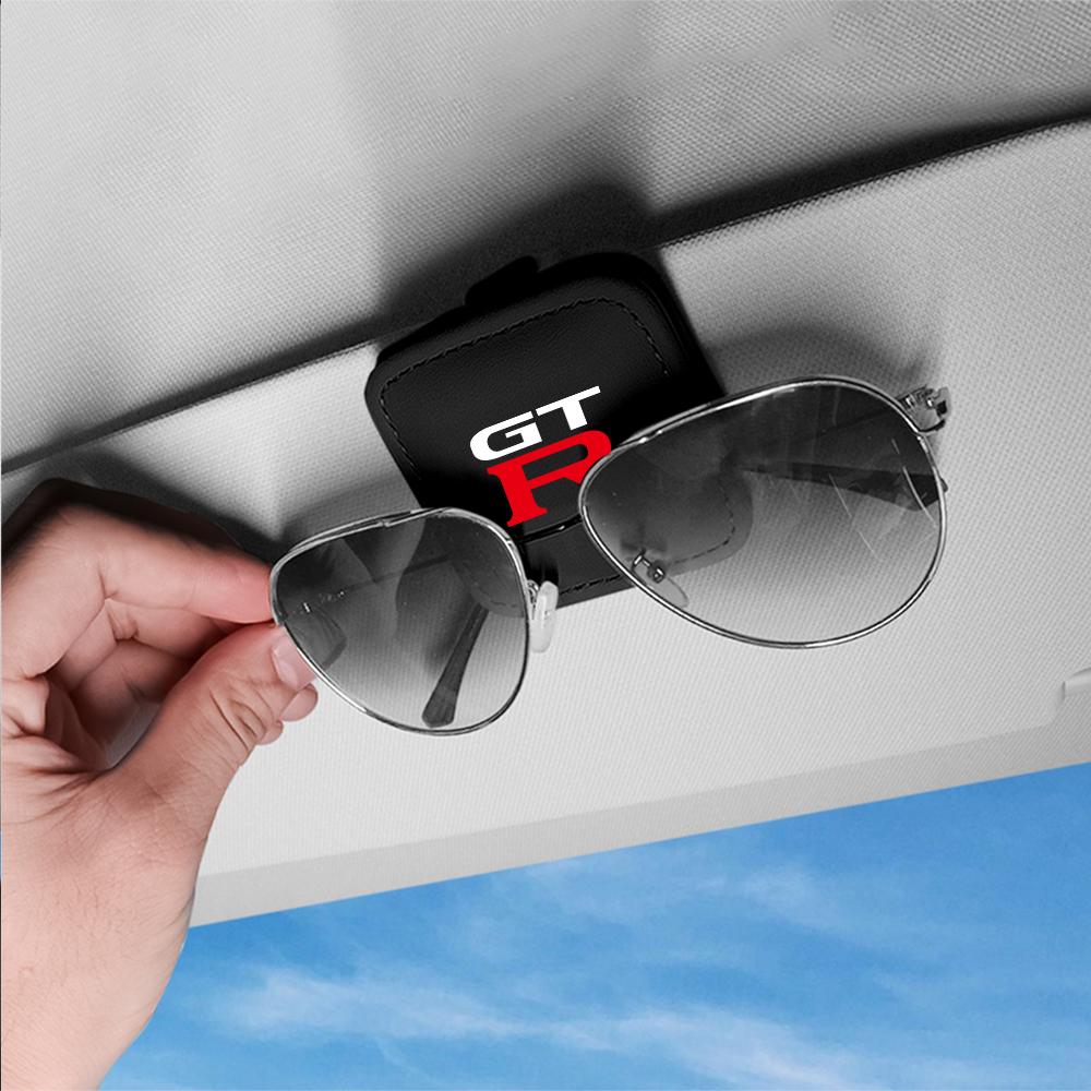 CGCBZC1 Auto Leder Brillenclip Sonnenblende Sonnenbrillen Aufbewahrung Befestigung für Nissan GTR Nismo Qashqai Leaf XTrail Tiida Kicks Versa Juke