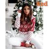 Dame julestrikket genser Snowflake Rød Hvit julegenser Langermet strikket genser