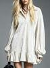 European and American French Gentle Wind Velvet Lantern Sleeves Ruffle Edge Lapel Shirt Dress Women