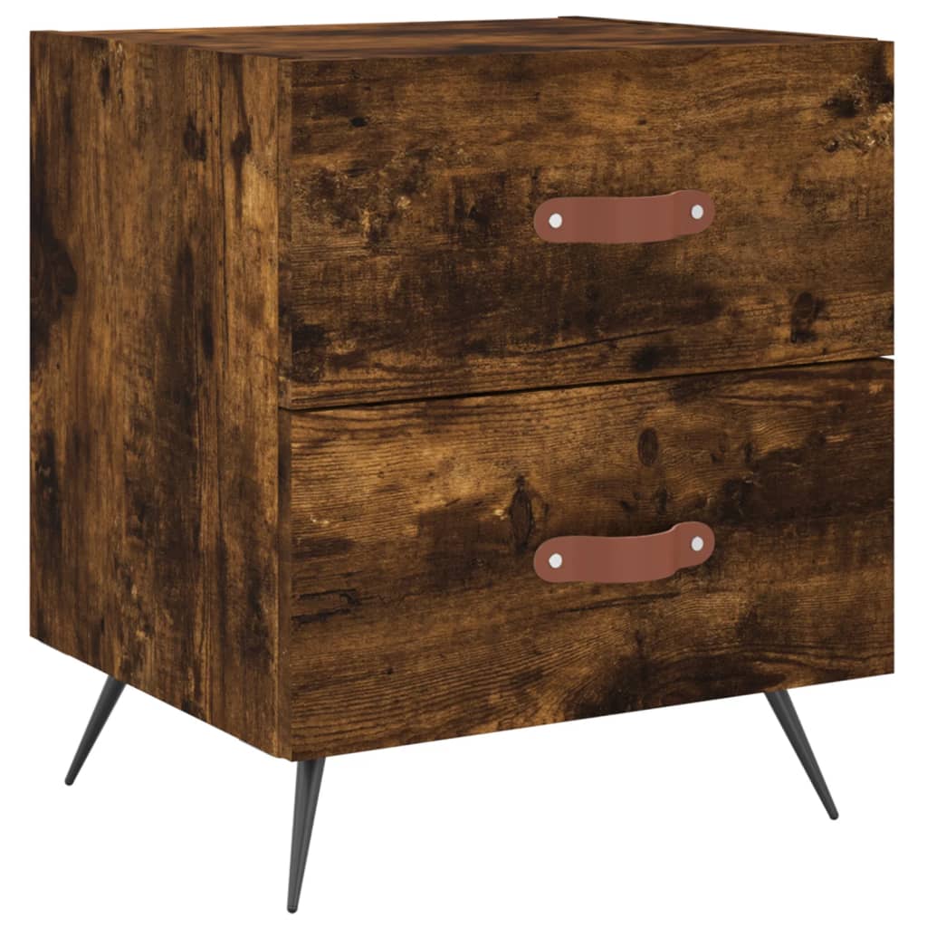 Nightstands (2 pcs) Smoked Oak Finish 40 x 35 x 47.5 cm Engineered Wood