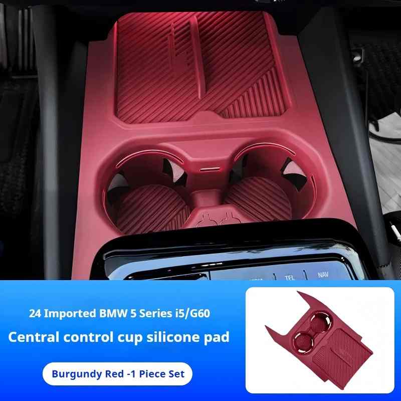 For 24-25 BMW 5 Series I5 G60 Car Central Control Water Cup Pad Silicone Central Storage Box Organizer Tray Interior Accessories