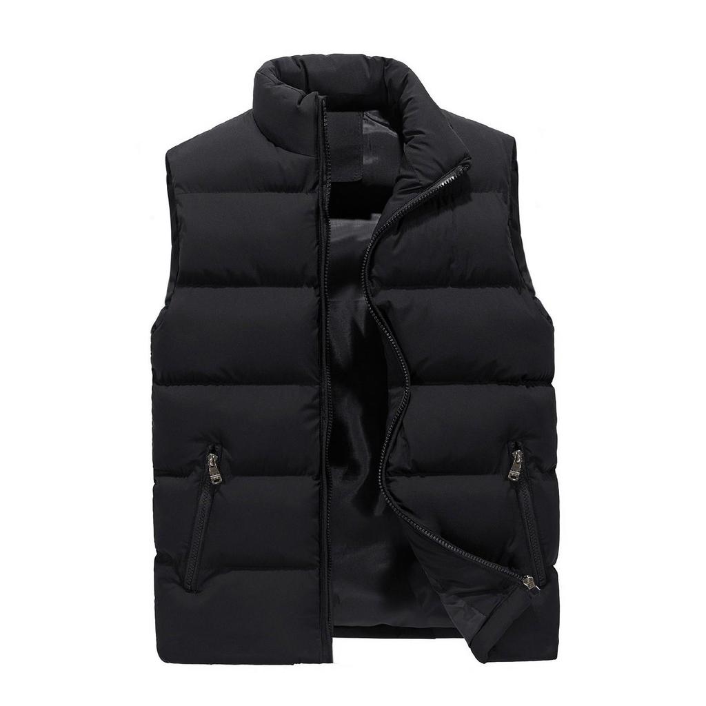 Men's /Winter Fashion Solid Colour Warm Down Cotton Zip Vest