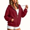 Women's Casual Loose Fit Hooded Zip-Up Sweatshirt