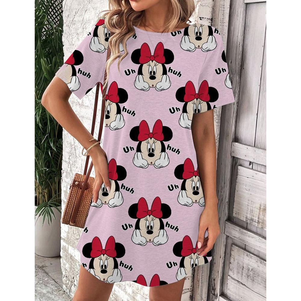 Vestito da Donna Scollo O Manica Corta Sexy Stampa Disney Topolino