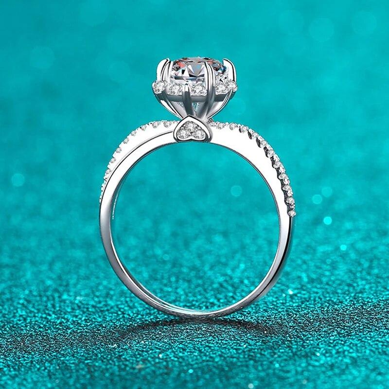 White Gold 1ct Moissanite Ring for Women Bridal Sets Solitaire Wedding Promise Ring Lab Diamond Band 925 Sterling Silver
