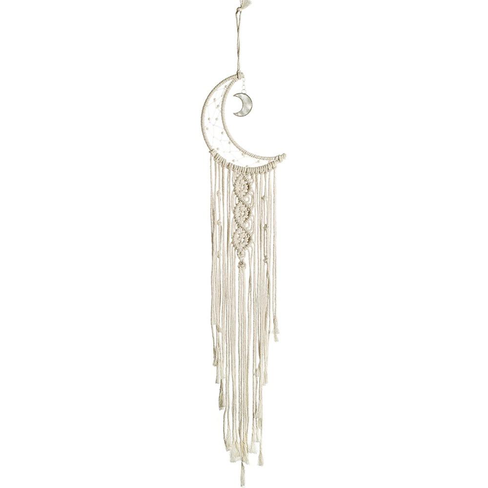 94x20cm Moon Dream Catchers White Alloy Accessories Wall Hanging Dream Catchers with Tassel Cotton Macrame Woven Dream Catchers