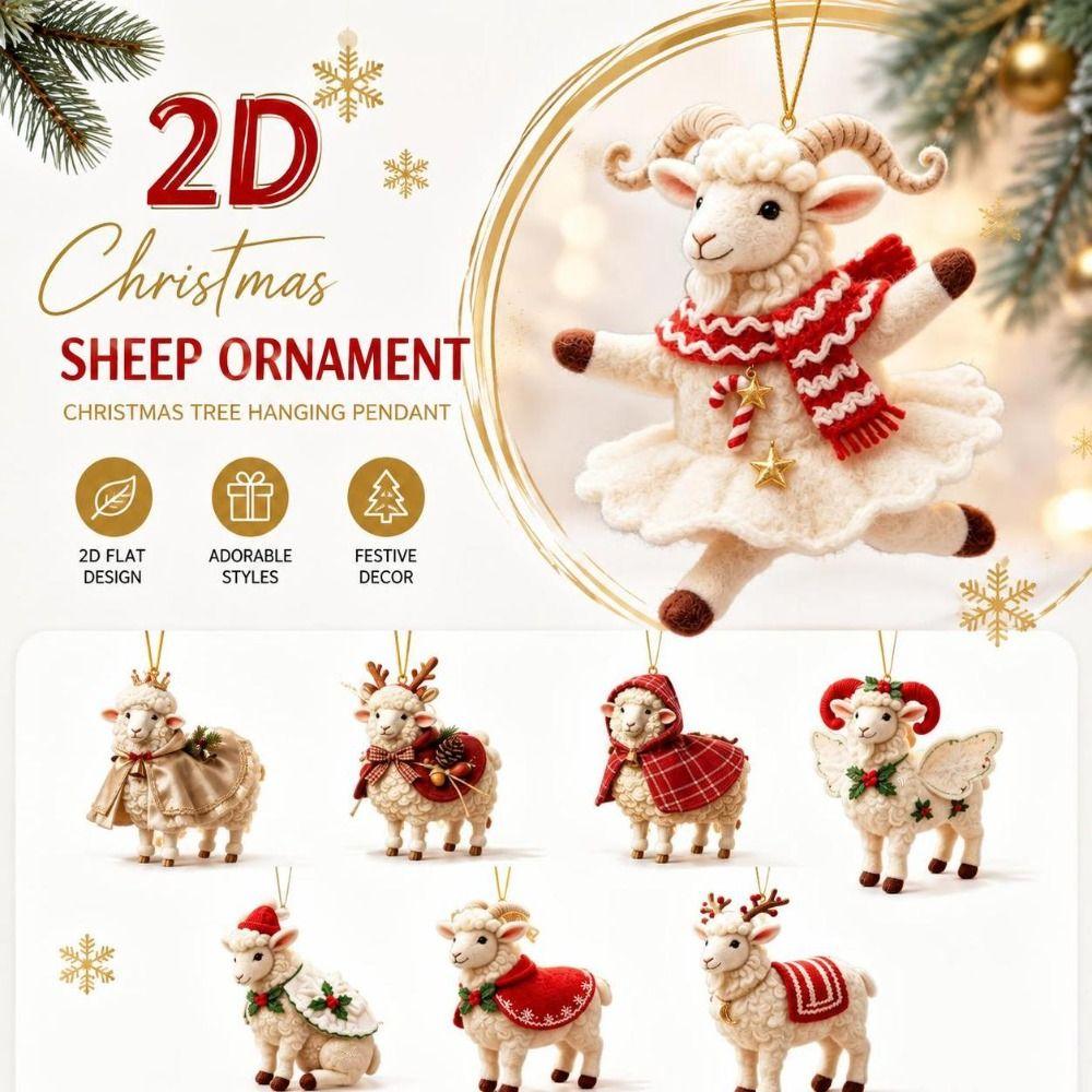 Cartoon Christmas Tree Ornament Hanging Pendant Holiday Decor Durable Sheep Ornament Home